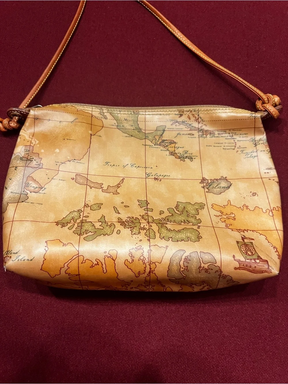 Vintage Alviero Martini 1ª Classe Geo Classic Map Crossbody Bag